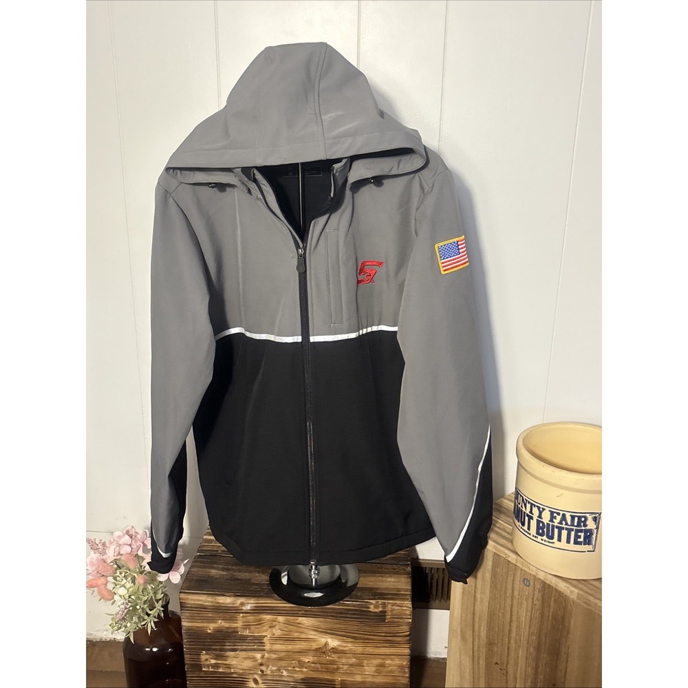 Snap-On Men Jacket Fleece Lined Black/Gray Full Zip With Hood Sz Medium